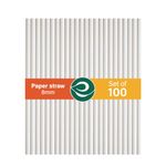 ECO SOUL [8 mm, 100 Count] Biodegradable Paper Straws | Eco-Friendly Compostable Sustainable Disposable Drinking Straws | Juice Smoothie Thick Shakes Non-Bendable White Straws (Wide)