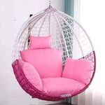 Floor Decor Tree Wood Swing Chair Without Stand & Cushion & Hook Outdoor/Indoor/Balcony/Garden/Patio Rattan Wicker/Outdoor Swing Chair/Ceiling Swing Chair (Standard Cushion -Pink_Swing-White/Red)