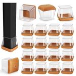 Square Chair Leg Floor Protectors, 16 Pcs Silicone Chair Leg cover caps for Hardwood Floors with Wrapped Felt, Furniture Feet Protectors Pads (Fit:27-36mm)