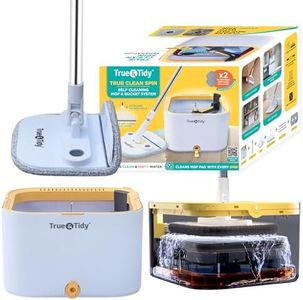 True & Tidy® TrueClean Spin Mop 2.0 w/Detachable Inner Bucket, Self Standing, Separates Clean and Dirty Water, Foldable Square Mop Head, Triple Jet Stream w/Hidden Brush, Replaceable 2pc Pads