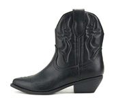 Soda RIGGING ~ Women Western Stitched Pointe Toe Low Heel Ankle Mid Shaft Boots, Black, 6.5 UK