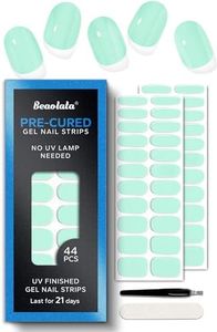 Beaolata Real Gel Nail Strips (No UV Light Needed) - 44Pcs Salon Quality Nail Stickers - Long Lasting Polish Wraps for Women, Easy Apply & Remove (Lime Green