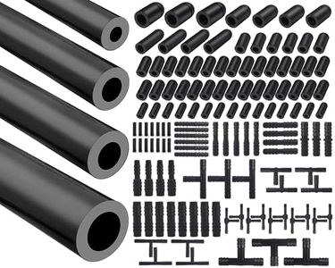 5/32 1/4 5/16 1/2 Automotive Silicone Vacuum Tubing Hose line Kit 5FT with 115PCS Nylon Vacuum Connectors, 63PCS Rubber Vacuum Caps (Black)