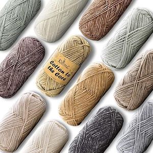 Cotton to The Core Cotton Yarn for Crocheting, 12 Skeins, 1704Yds/600G, Free Patterns - Soft Baby Yarn for Knitting - 3 DK Light Worsted Weight - Neutral Pack