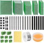 Tnisesm PCB Board Prototype Kits, Circuit Solder Double Side Board with 40 Pin 2.54 mm Male to Female Headers Connector, 2P&3P Screw Terminal Block, Solder Flux, Solder Wire for Electronic Projects