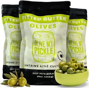 Live Culture & Probiotic Olives for Gut Health - PITTED BUTTER OLIVE BUNDLE (3 PACK) by Olive My Pickle
