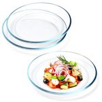 NUTRIUPS 3 Pack Glass Side Plates, 20.3cm Transparent Glass Dessert Plates Small Dinner Plates, Microwave Safe & Dishwasher Safe