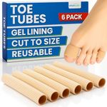 ViveSole Toe Sleeves Tubes (6 Pack) - Spacers & Separators for Women - Hammer Toe Straightener - Foot Blister Protectors & Relief - Finger Splints for Corn, Overlapping Toes - Toe Covers for Calluses
