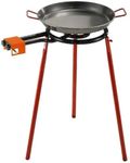 Garcima Mediterraneo Paella Pan Set with Burner, 16 Inch Carbon Steel Outdoor Pan and Legs Imported from Spain (10 Servings)
