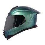 Steelbird SBH-57 Fighter ISI Certified Full Face Helmet for Men and Women with Inner Chrome Sun Shield (X-Large 620 MM, Glossy Winter Green)