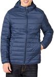 Amazon Essentials Men's Lightweight Water-Resistant Packable Hooded Puffer Jacket, Navy, XL