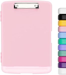 Hongri Plastic Clipboard with Storage, Folder Nursing Clipboard Side Opening, Heavy Duty Clips, Slim Clipboard Storage Box, Light Weight, Smooth Writing for Work, Size 14 x 9.6 x 1.2 Inches(Pink)