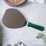 GAFFEL 1 Pc Stainless Steel Pizza Lifter Spatula Green Handle| Cake Lifter | Pizza Shovel |Baking Tools | Kitchenware (34 X16.5 cm) Silver, Green