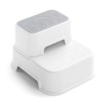 Two Step Stool for Kids, Double up Toddler Step Stool for Potty Training, Kitchen, Bathroom, Toilet Stool with Anti-Slip Strips for Safety, Stackable, Wide Step (1 Pack White)