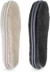 LARGERED 2 Paires Semelles Chaude en Laine de Mouton Véritable pour Femmes et Hommes,Semelle thermiques épaisse en Laine D'agneau pour Chaussures d'hiver et Bottes,Beige Gris,41EU