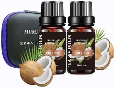 Coconut Essential Oil Set Organic Plant Natural 100% Pure Therapeutic Coconut Oil for Diffuser,Cleaning,Home,Bedroom,SPA,Massage,Aromatherapy,Perfumes,Humidifier,Skin,Soap,Candles 2 Pack 10ml