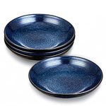 VICRAYS Ceramic Pasta Bowls Set, 32 Ounce Soup Bowls, Large Salad Bowls, Chip Resistant, Dishwasher Microwave Safe, Fluted Stoneware Bowls for Kitchen, Serving Bowls, Set of 4 (Blue)