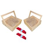 MOVE2WOOD™ Pinewood Gift Basket with Handle and Dried Wood wool filled | Ideal for Gift Hampers, Corporate Gift Box, Wedding/Event Decoration | SET OF 2 | (With NET COVER, 10 X 10 X 2.5 INCHES)