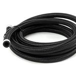 QWORK® AN6 Fuel Hose, Stainless Steel Nylon Braided Rubber Fuel Line Fuel Pipe, Remote Oil Cooler Line Coolant Pipe 9mm 0.35 Inch Internal Diameter for 3/8 Inch Tube Size (10FT/3M)