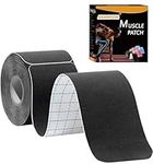 ANAMPION Kinesiology Tape Precut (1 Rolls,20 Strips) Waterproof Sports Tape for Athletes Physio Elastic Tape Pain Relief Adhesive for Muscles Shin Splints Ankle Knee & Shoulder(Black)