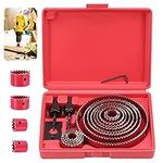 Knpwer 20 PCS Hole Saw Cutter Kit Carbon Steel Downlights Drill Bit Tools for Wood, Plasterboard, Density board and Non Ferrous Metals 19-127mm (Red)