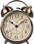 SAYTAY Classic Retro Desk Clock, Super Loud Alarm Clock Non Ticking Bell Movement Bedside Clock with Night Light,Battery Operated Quartz for Bedroom,Livingroom,Study Room,Kitchen etc (cooper)