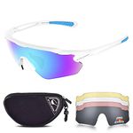 Snowledge Cycling Glasses with 5 Interchangeable Lens UV 400 Protection Polarised Sports Sunglasses for Men Women Running Climbing Fishing Driving Golfing