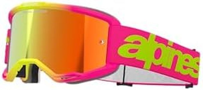 Alpinestars Vision 5 Wordmark MX Morocross Glasses Pink Fluo Yellow Mirror Lens