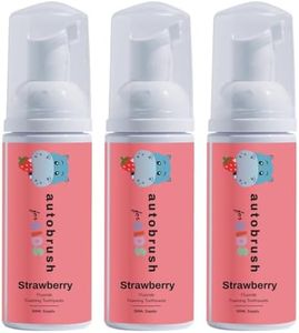 Autobrush Fluoride Foaming Toothpaste for Kids, Strawberry Flavor, Whitening & Deep Cleaning, Travel Friendly, Anti-Cavity (Pack of 3)