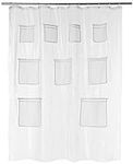 Amazon Basics 8-Gauge PEVA Shower Curtain or Liner with Mesh Storage Pockets - 72" x 72", Clear