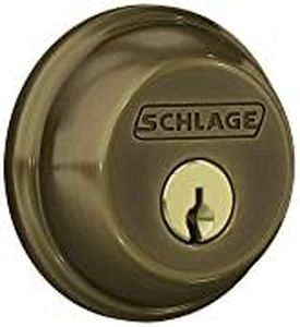Schlage B60N609 Deadbolt, Keyed 1 Side, Antique Brass