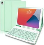 Case with Keyboard for iPad 9 Generation 10.2 inch, (UK Layout) Keyboard Case for iPad 9th Generation 2021 / 8th Gen 2020 / 7th Gen 2019 with Pencil Holder，Keyboard for iPad 9th Generation 10.2, Green