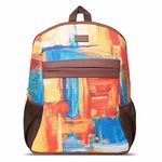 ZOUK Women's Abstract Printed Jute Handcrafted Vegan Leather Multicolor Classic Backpack, 18 Litres