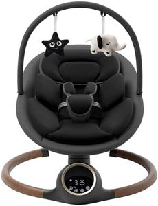 Baby Swing for Infants with 5 Point Harness, 5 Speeds Infant Swing with Soft Cushion, 10 Songs and Bluetooth Music for Newborn, Remote Control & Touch Panel Use, Black