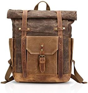 FANDARE Moda Borsa scuola Viaggio Zaino Uomo 15.6 pollici Daypack Outdoor Campeggio Grande Capacity Rucksack Tela, marrone, L, Zaino per il tempo libero