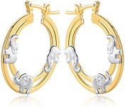 Barzel 18K Gold Plated Elephant Hoop Earrings For Women - Made In Brazil (ER107-2T)