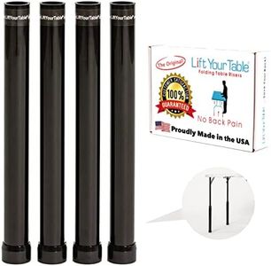 Lift Your Table® Folding Table Risers - Counter Height (for Straight Leg Design) - Made in The USA, Durable, Sturdy, Portable, Easy-to-Use Extensions Raise Straight Leg Folding Tables (Set of 4)