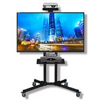 DURAMEX (TM) Universal Mobile TV Cart TV Stand with Mount for 40-75 inch LED, LCD, Plasma Curved Displays up to 110 lbs, VESA 600 X 400 MM, Wide Base Dual Central Posts Max. Height Upto 5FT (1.5M)