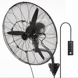 Wall-Mount Misting Fan, 24 Inch, 3-speed High Velocity Max. 7000 CFM, Waterproof Oscillating Industrial Wall Fan, Commercial or Residential for Warehouse, Greenhouse, Workshop, Black, ETL Listed