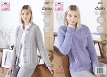 King Cole 5501 Knitting Pattern Womens Sweater and Cardigan in Big Value Poplar Chunky