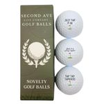 Second Ave Pack of 3 Joke Funny Happy Golf Balls Just Tap It In Father's Day Christmas Birthday Golfer Gift