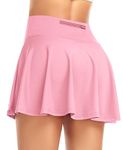 DERCA Tennis Skirt for Women with Pockets Pleated Golf Skort Athletic Skirts with Shorts Workout Sports Skirts Casual (Pink,X-Small)