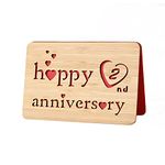 DELLA STELLA Wooden 2nd Anniversary Card,Handmade 2 Years Wedding Anniversary Greeting Cards, 2nd wood anniversary card for Her,Him,Husband,Wife