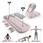 Myga Pilates Reformer Machine - Foldable Pilates Board with Rebound Ab Roller, Resistance Bands, Push Up Bars & LED Counter for Full Body Workout - Multifunctional for Home, Gym & Travel (Pink)