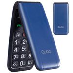 Qubo Senior Mobile Phones Big Button Mobile Phone for Elderly, 2.4'' Display Flip Phone, High Volume, SOS Function, Dual SIM Support, Speed Dial, FM Radio, Electric Torch, Blue