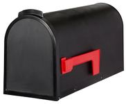 Plastic Rural Curbside Post Mount Mailbox - Weatherproof - Parcels Home Delivery - Lightweight - Made in Canada (Black)