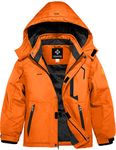 GEMYSE Boy's Waterproof Ski Snow Jacket Hooded Fleece Windproof Winter Jacket (Lily Orange,14/16)