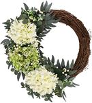 Spring Flower Wreath for Front Door Wreath, 20 Inch Artificial Hydrangea Door Wreath for Outdoor Front Door, Window and Home Decor