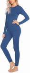 Ekouaer Thermal Underwear for Women Long Johns Sets Base Layer Lightweight Thermals 2 Pieces Set Blue M