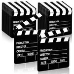 Jecery 40 Pcs Movie Film Clap Board 7 x 8 Inch Movie Clapboard Directors Clapper Clapboard Movie Night Party Decorations Writable Cut Action Scene Board Centerpiece for Photo Prop (Black)